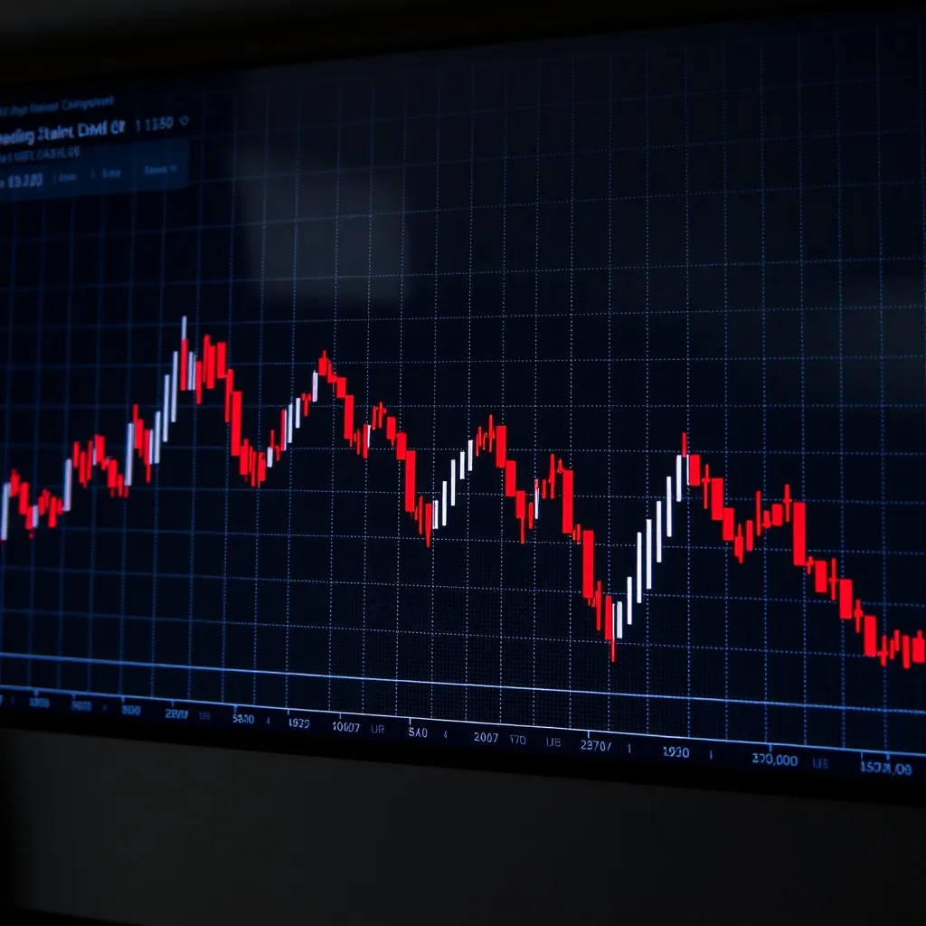 Professional financial chart showing upward and downward tre