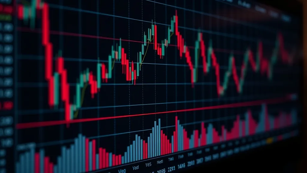 Professional close-up of financial charts on a dark screen w