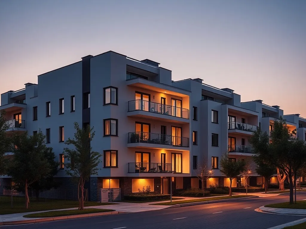 Modern residential architecture, clean lines, urban developm